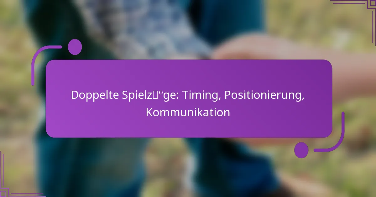 Doppelte Spielzüge: Timing, Positionierung, Kommunikation