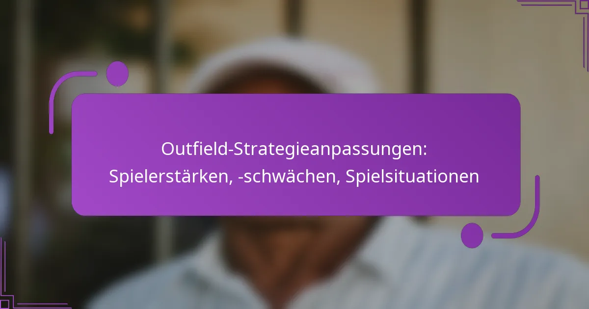 Outfield-Strategieanpassungen: Spielerstärken, -schwächen, Spielsituationen