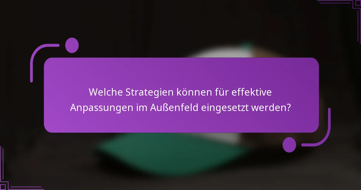 Welche Strategien können für effektive Anpassungen im Außenfeld eingesetzt werden?