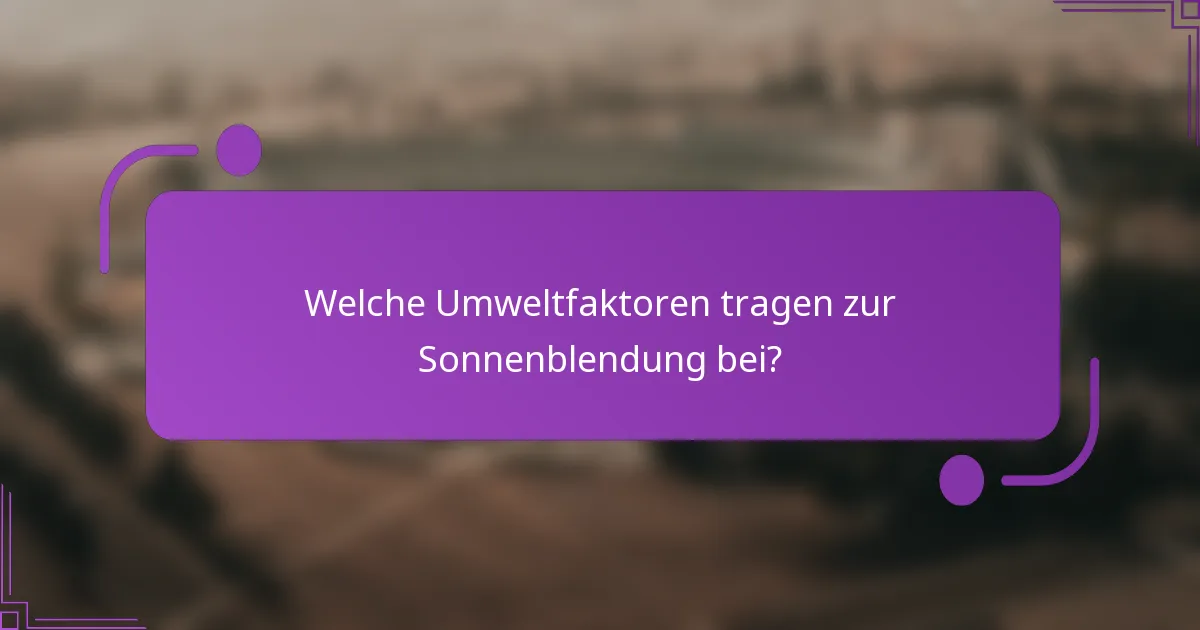 Welche Umweltfaktoren tragen zur Sonnenblendung bei?