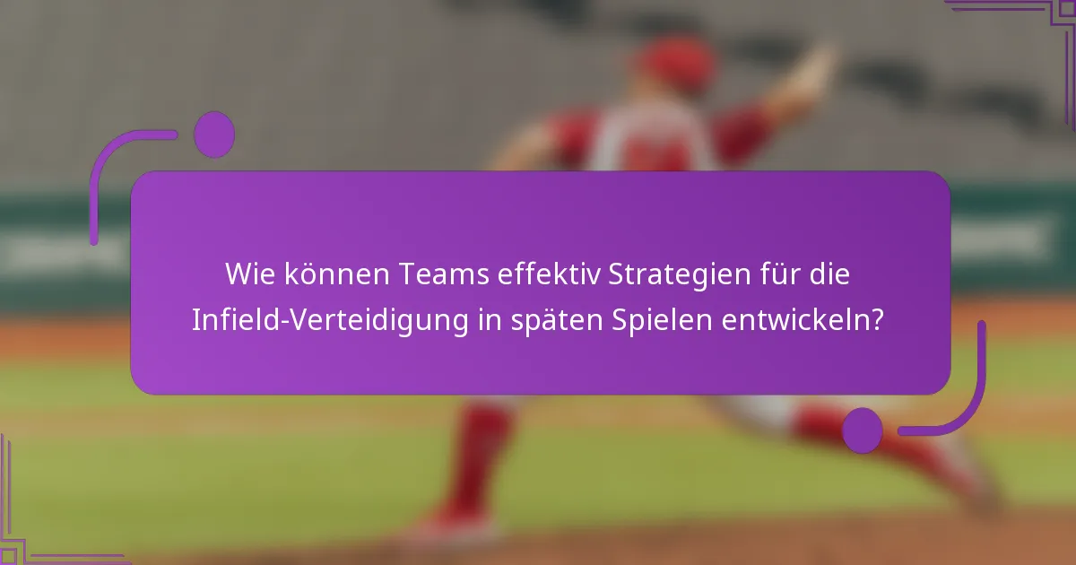 Wie können Teams effektiv Strategien für die Infield-Verteidigung in späten Spielen entwickeln?