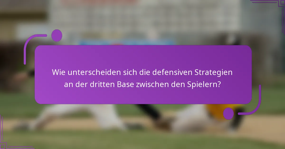 Wie unterscheiden sich die defensiven Strategien an der dritten Base zwischen den Spielern?